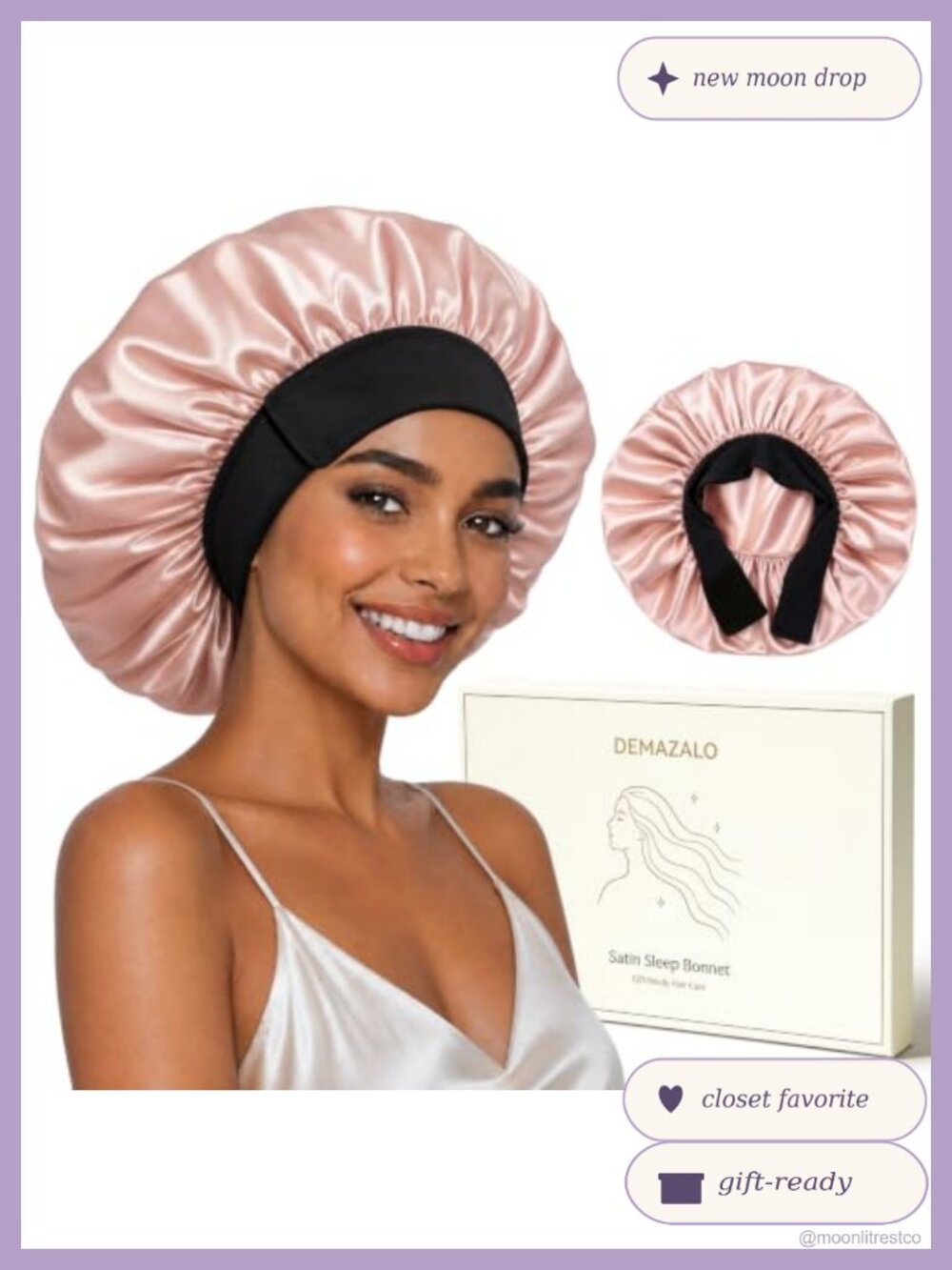 Adjustable Silk Satin Sleep Bonnet XL Double Layer Hair Care